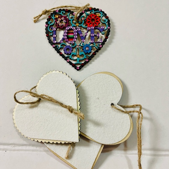 Wood Ornaments Serape inspired Handcrafted New set/4 - Picture 6 of 7